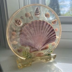 Vintage Coastal Seashell Lucite Napkin Holder
1970s